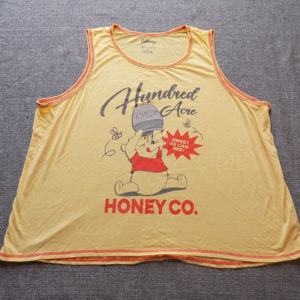 Disney Tank Top Women 3X Yellow Good Winnie the Pooh Hundred Acre Honey Co.